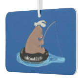 かわいいクマかわいい魚釣り漫画イラストレーション カーエアーフレッシュナー (左)