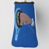 かわいいクマかわいい魚釣り漫画イラストレーション ゴルフヘッドカバー (回転90)