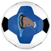 かわいいクマかわいい魚釣り漫画イラストレーション サッカーボール (回転)