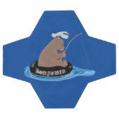 かわいいクマかわいい魚釣り漫画イラストレーション サッカーボール (フラット)