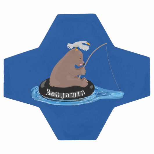 かわいいクマかわいい魚釣り漫画イラストレーション サッカーボール (フラット)