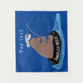 かわいいクマかわいい魚釣り漫画イラストレーション タペストリー (正面)