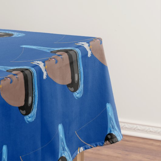 かわいいクマかわいい魚釣り漫画イラストレーション テーブルクロス (インサイチュ)