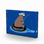 かわいいクマかわいい魚釣り漫画イラストレーション フォトブロック (右)