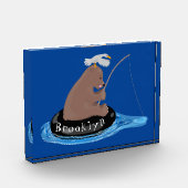 かわいいクマかわいい魚釣り漫画イラストレーション フォトブロック (左)