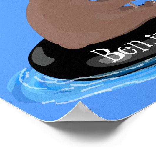 かわいいクマかわいい魚釣り漫画イラストレーション ポスター (角)