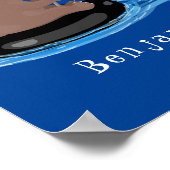 かわいいクマかわいい魚釣り漫画イラストレーション ポスター (角)