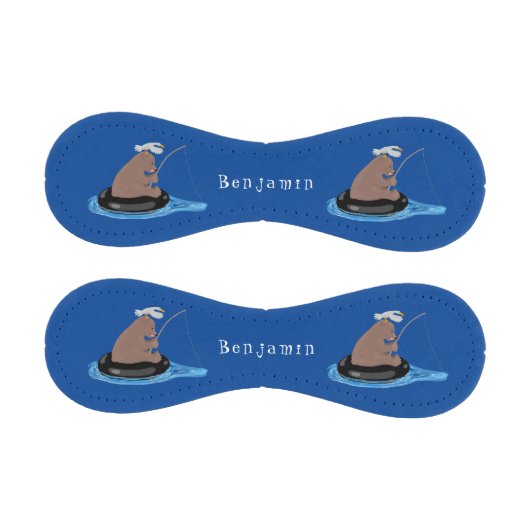 かわいいクマかわいい魚釣り漫画イラストレーション 野球ボール (パネル)