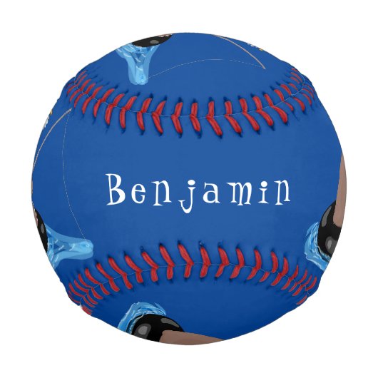 かわいいクマかわいい魚釣り漫画イラストレーション 野球ボール (裏面)