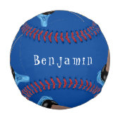 かわいいクマかわいい魚釣り漫画イラストレーション 野球ボール (正面)