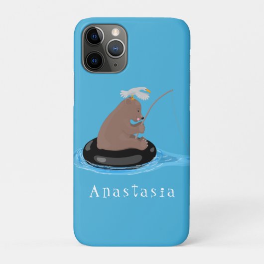 かわいいクマかわいい魚釣り漫画イラストレーション Case-Mate iPhoneケース (裏)