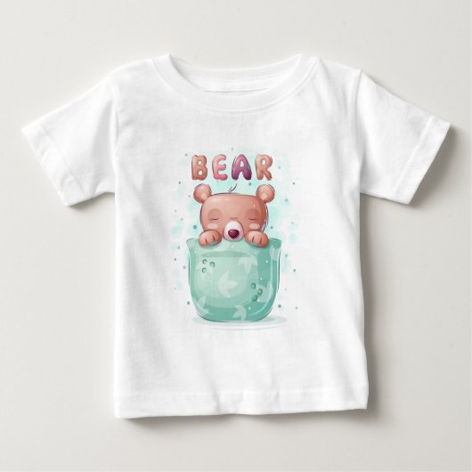 かわいいクマがお風呂に ベビーTシャツ (正面)