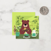 かわいいクマがケーキを楽しむ ノートカード (正面/裏面インサイチュ)