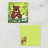 かわいいクマがケーキを楽しむ ノートカード (正面/裏面)