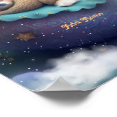 かわいいクマが寝ている青いまくら 星 月 産院 ポスター (角)