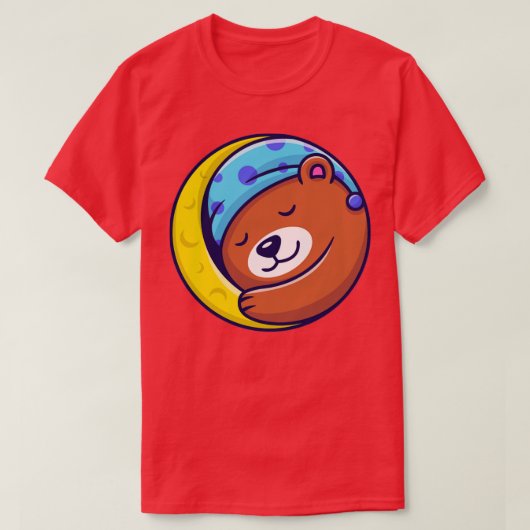 かわいいクマが月に寝る1 Tシャツ (デザイン正面)