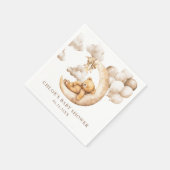 かわいいクマが月の赤ちゃんシャワーを浴びる スタンダードカクテルナプキン (角)