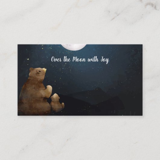 かわいいクマが月の飾り付けシャワー エンクロージャーカード (正面)