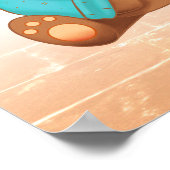 かわいいクマが蜂蜜を食べる、子供の名前＆メッセージ ポスター (角)