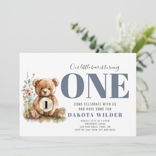 かわいいクマが誕生日パーティーを一周 招待状 (スタンド正面)