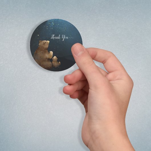 かわいいクマきらめく小さな星ありがとう ラウンドシール