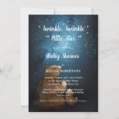 かわいいクマきらめく小さな星の赤ちゃんシャワー 招待状 (正面)