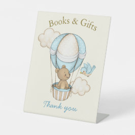 かわいいクマこんにちは小さな本とギフト 台座サイン