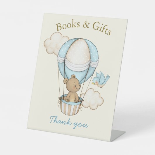 かわいいクマこんにちは小さな本とギフト 台座サイン (正面)