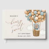 かわいいクマさん、青い風船、初めての誕生日 ゲストブック (正面)