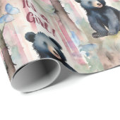 かわいいクマその女の子ベビーシャワー ラッピングペーパー (ロールコーナー)