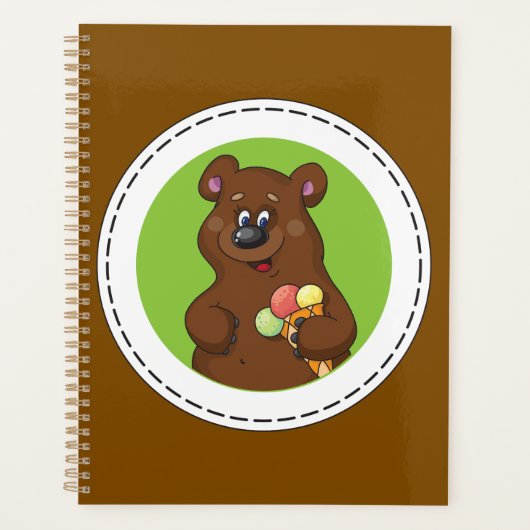 かわいいクマとアイスクリームコーンおもしろい プランナー手帳 (正面)