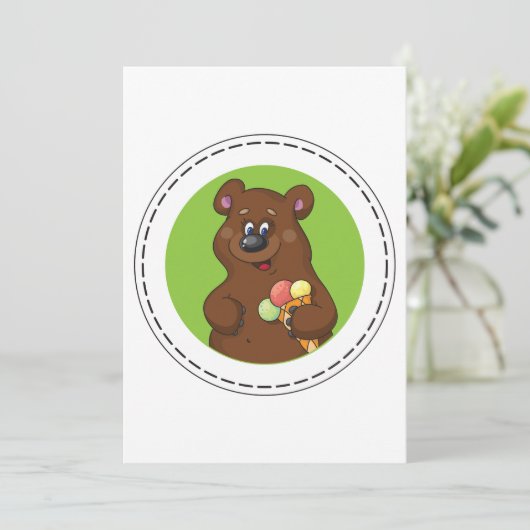 かわいいクマとアイスクリームコーンおもしろい 招待状 (スタンド正面)