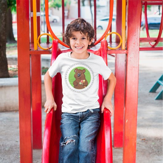 かわいいクマとアイスクリームコーンおもしろい Tシャツ