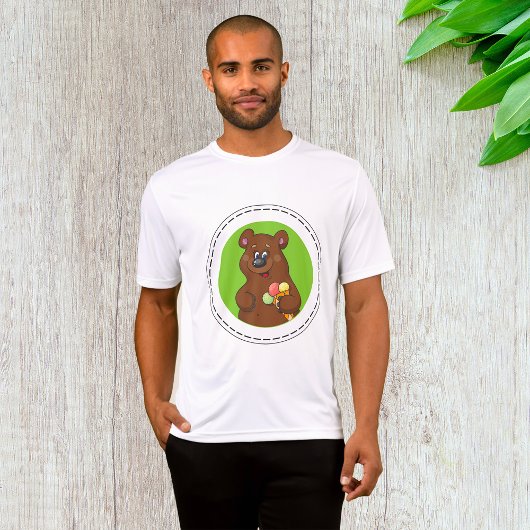 かわいいクマとアイスクリームコーンおもしろい Tシャツ