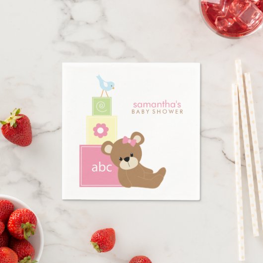 かわいいクマとアルファベットのおもちゃブロック スタンダードカクテルナプキン (インサイチュ)