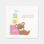 かわいいクマとアルファベットのおもちゃブロック スタンダードカクテルナプキン (正面)