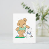 かわいいクマとイースターバニー シーズンポストカード (スタンド正面)