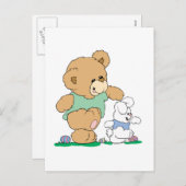 かわいいクマとイースターバニー シーズンポストカード (正面/裏面)