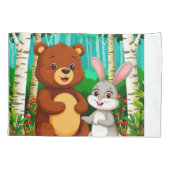 🐻🐰 かわいいクマとウサギの森の友情 🌿 枕カバー (裏面)