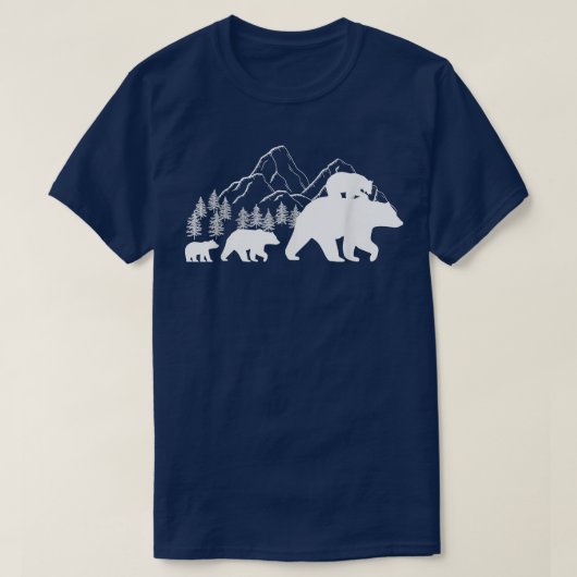 かわいいクマとカブスヴィンテージサンセット – レトロファミリー Tシャツ (デザイン正面)