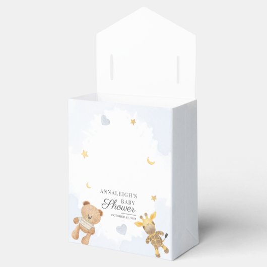 かわいいクマとキリンの水彩赤ちゃんシャワー フェイバーボックス (オープン)
