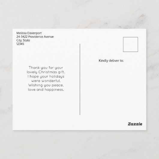 かわいいクマとクリスマスツリーありがとう ポストカード (裏面)