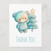 かわいいクマとクリスマスツリーありがとう ポストカード (正面)