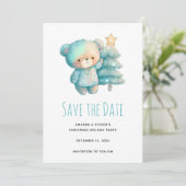 かわいいクマとクリスマスツリーのクリスマス セーブザデート (スタンド正面)