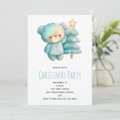 かわいいクマとクリスマスツリーのクリスマス 招待状 (スタンド正面)