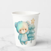 かわいいクマとクリスマスツリーのホリデー 紙コップ (裏面)