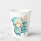 かわいいクマとクリスマスツリーのホリデー 紙コップ (正面)