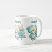 かわいいクマとクリスマスツリーホリデー コーヒーマグカップ (正面右)