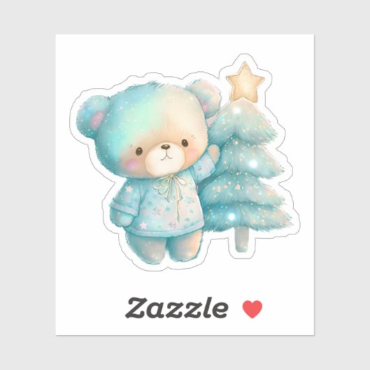 かわいいクマとクリスマスツリーホリデー シール (シート)