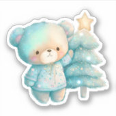かわいいクマとクリスマスツリーホリデー シール (正面)